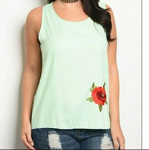 Brand new mint with embroidered rose flower